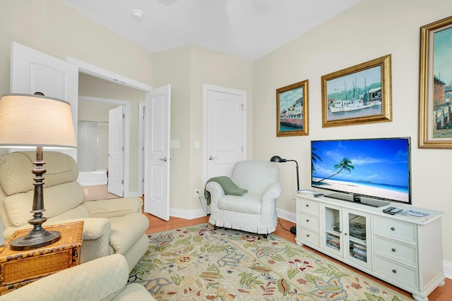 living room with light hardwood / wood-style floors