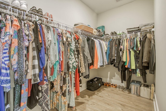 spacious closet featuring light wood-type flooring