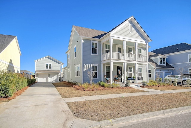 view of front facade featuring a garage and a porch