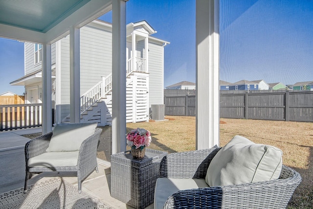 view of patio featuring central AC unit