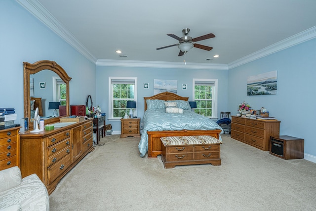 220 Brutus Ln, Summerville, SC 29485 - bedroom with ornamental molding, light colored carpet, baseboards, a desk, and multiple windows