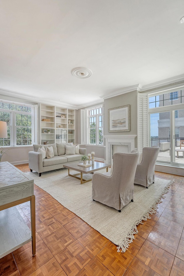 1 King Street 209 & 210, Charleston, SC 29401 - living area featuring crown molding and baseboards