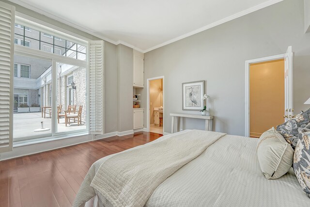 1 King Street 209 & 210, Charleston, SC 29401 - bedroom featuring ornamental molding, wood finished floors, and access to exterior