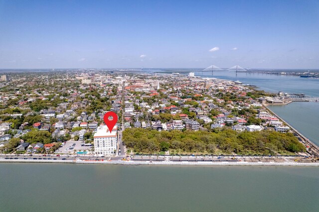1 King Street 209 & 210, Charleston, SC 29401 - aerial view of property and surrounding area featuring a notable bridge and a nearby body of water