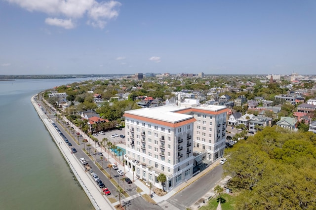 1 King Street 209 & 210, Charleston, SC 29401 - drone / aerial view of a nearby body of water and apartment complex