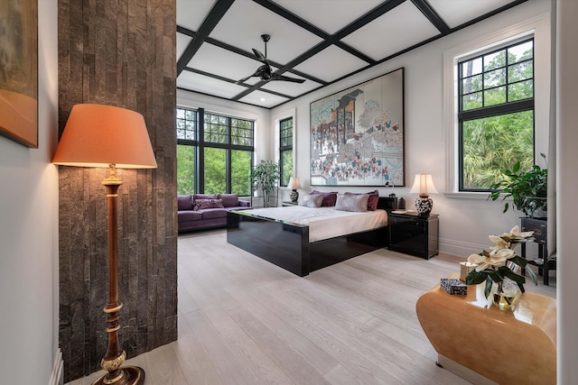 79 Trailing Vine Way, Kiawah Island, SC 29455 - bedroom featuring coffered ceiling, light wood-type flooring, and multiple windows