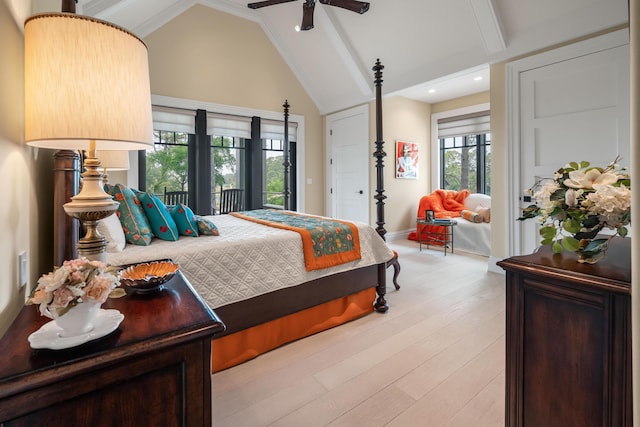 79 Trailing Vine Way, Kiawah Island, SC 29455 - bedroom featuring light wood-style floors, access to exterior, recessed lighting, and a ceiling fan