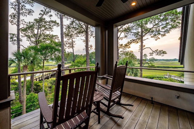 79 Trailing Vine Way, Kiawah Island, SC 29455 - deck at dusk featuring ceiling fan
