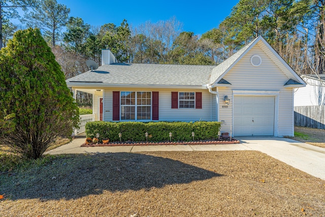 single story home with a garage