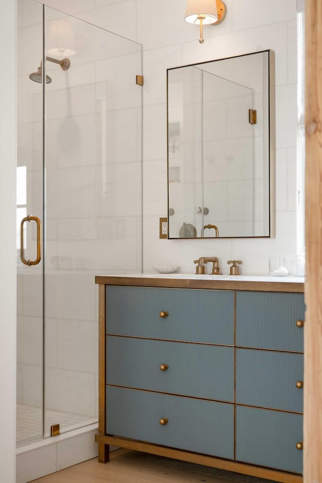 926 Pitt St, Mount Pleasant, SC 29464 - bathroom featuring a stall shower and vanity