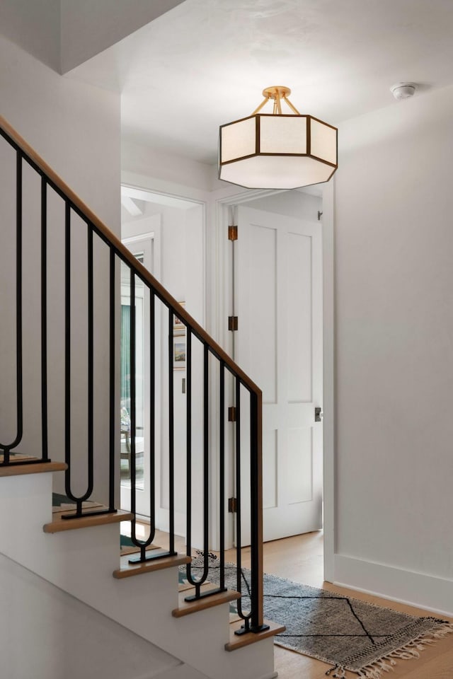 926 Pitt St, Mount Pleasant, SC 29464 - stairway featuring baseboards and wood finished floors