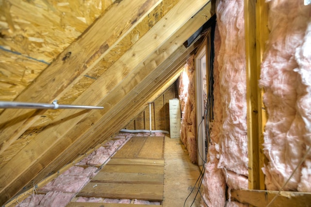 view of unfinished attic