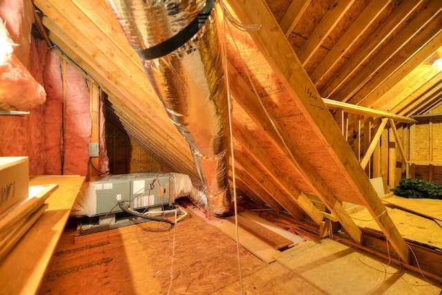 view of unfinished attic