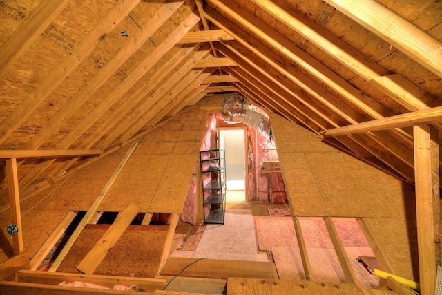 view of unfinished attic