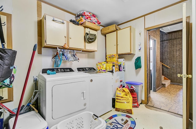 276 S Railroad Ave, Harleyville, SC 29448 - clothes washing area featuring separate washer and dryer and cabinet space