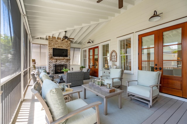 371 Bridgetown Pass, Mount Pleasant, SC 29464 - sunroom with french doors and a ceiling fan