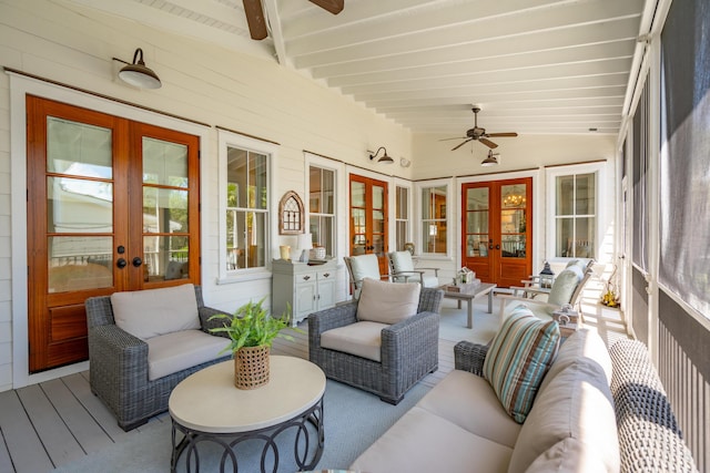 371 Bridgetown Pass, Mount Pleasant, SC 29464 - sunroom / solarium featuring french doors and ceiling fan