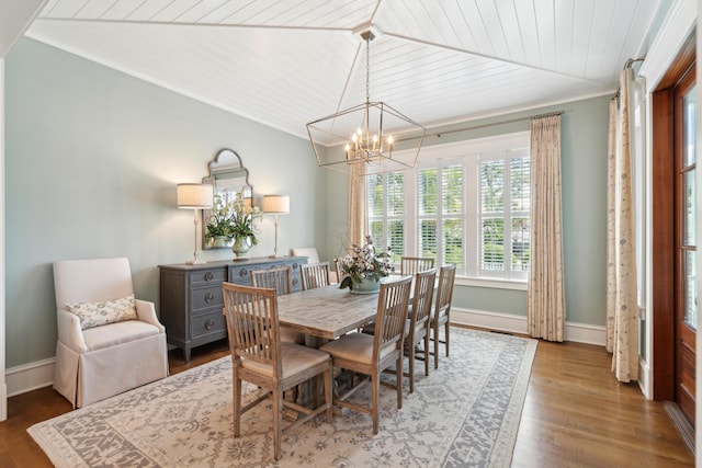 371 Bridgetown Pass, Mount Pleasant, SC 29464 - dining area featuring a chandelier, wooden ceiling, and wood finished floors