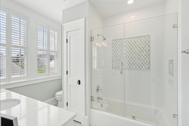 371 Bridgetown Pass, Mount Pleasant, SC 29464 - bathroom with vanity, enclosed tub / shower combo, and recessed lighting