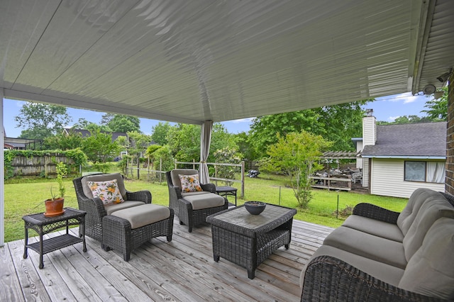 deck with outdoor lounge area