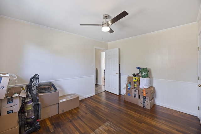 127 Ridge Rd, Summerville, SC 29485 - office space with ceiling fan, crown molding, and dark hardwood / wood-style floors