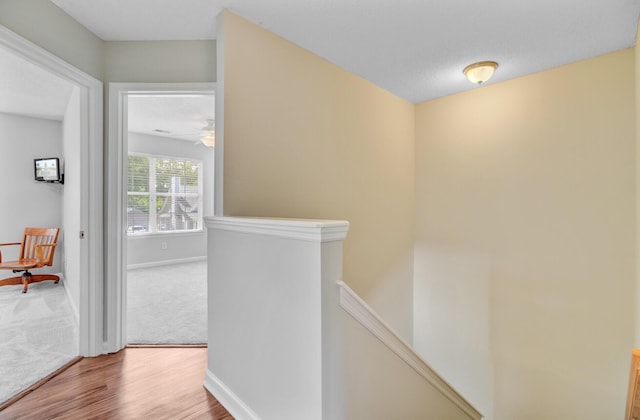 2404 Fulford Ct, Mount Pleasant, SC 29466 - corridor featuring an upstairs landing, wood finished floors, and carpet floors