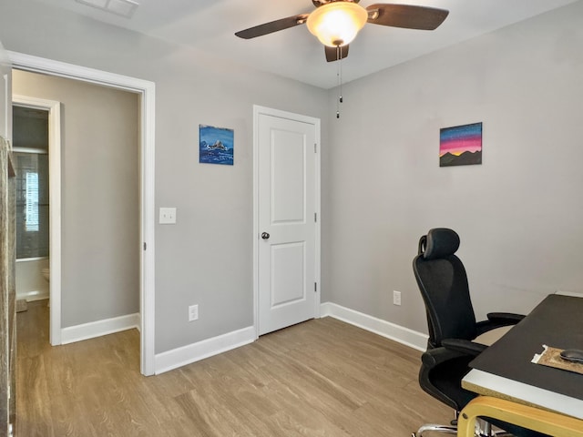 1069 Lexi Ct, Ladson, SC 29456 - home office with light wood-type flooring, baseboards, and ceiling fan