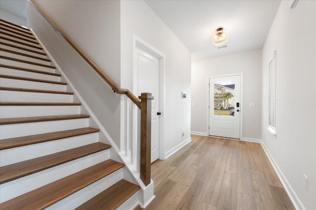 entrance foyer featuring light hardwood / wood-style flooring