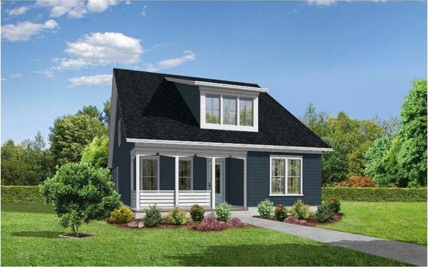 view of front of home featuring a front yard and a porch