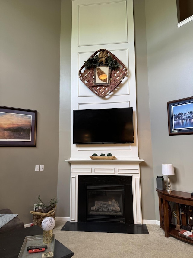 101 Cobblers Glen Ct, Lexington, SC 29072 - interior details with carpet floors, baseboards, and a fireplace with flush hearth