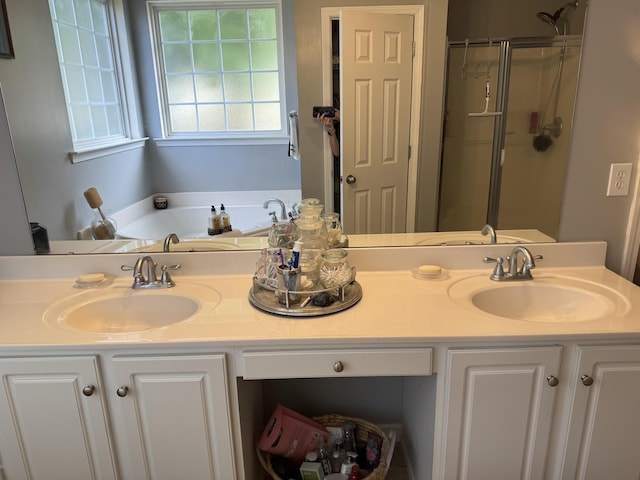 101 Cobblers Glen Ct, Lexington, SC 29072 - bathroom with a sink, a stall shower, and double vanity