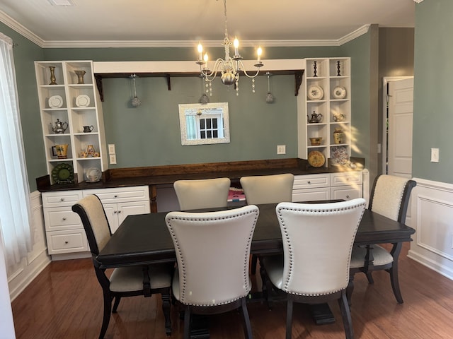 101 Cobblers Glen Ct, Lexington, SC 29072 - dining space featuring crown molding, a chandelier, and dark wood-type flooring
