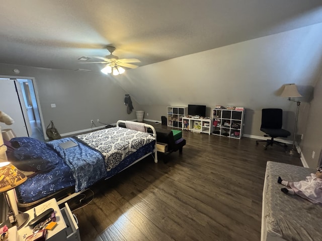 101 Cobblers Glen Ct, Lexington, SC 29072 - bedroom featuring a ceiling fan, baseboards, wood finished floors, and lofted ceiling