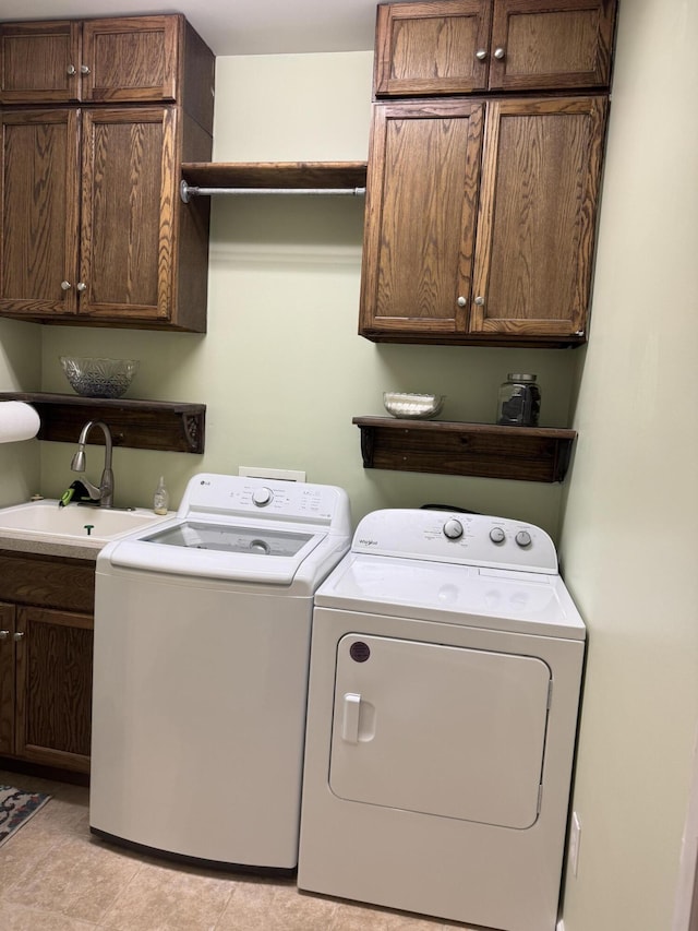 101 Cobblers Glen Ct, Lexington, SC 29072 - clothes washing area featuring cabinet space, independent washer and dryer, and a sink