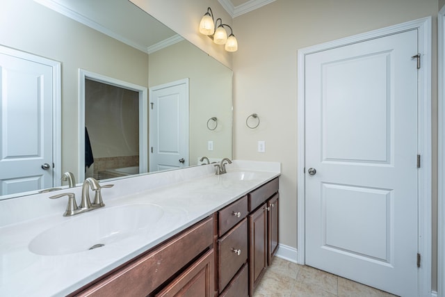 1253 Dingle Rd, Mount Pleasant, SC 29466 - bathroom featuring crown molding and double vanity