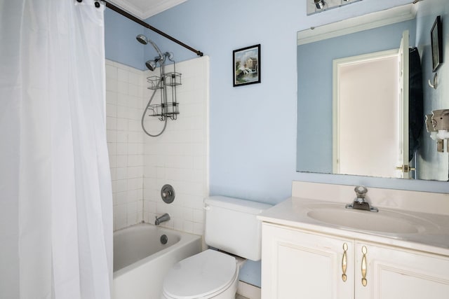 103 Retriever Ln, Goose Creek, SC 29445 - bathroom featuring toilet, vanity, shower / bath combo with shower curtain, and crown molding