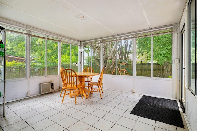 103 Retriever Ln, Goose Creek, SC 29445 - sunroom / solarium with a wall mounted AC and outdoor dining area