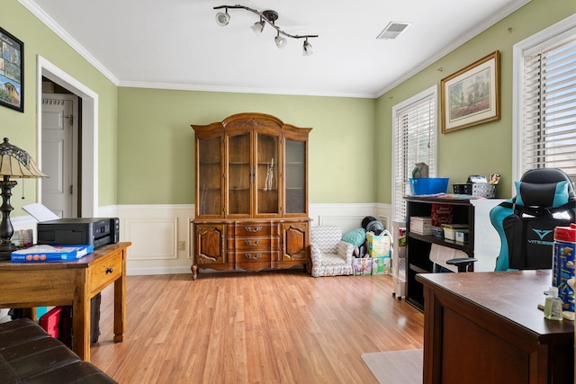 103 Retriever Ln, Goose Creek, SC 29445 - office space with light wood finished floors, a wainscoted wall, and crown molding