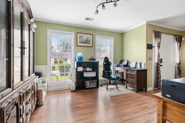 103 Retriever Ln, Goose Creek, SC 29445 - home office with ornamental molding, plenty of natural light, and light wood-style floors