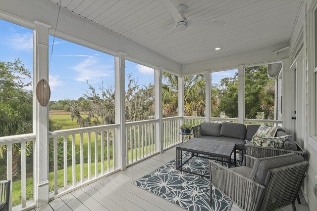 228 Beresford Creek St, Charleston, SC 29492 - sunroom with ceiling fan, an outdoor living space, and plenty of natural light