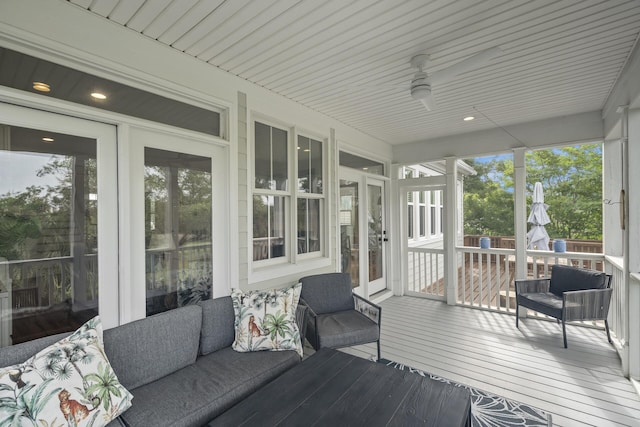 228 Beresford Creek St, Charleston, SC 29492 - deck featuring an outdoor hangout area and ceiling fan