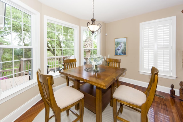 dining area featuring dark hardwood / wood-style flooring