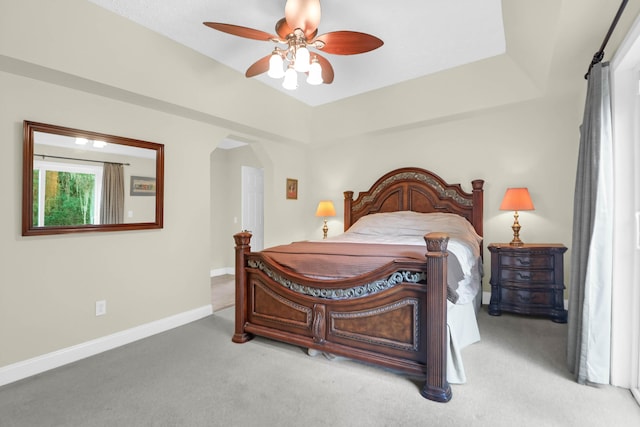 2494 Cape Rd, Johns Island, SC 29455 - bedroom with arched walkways, carpet, and a ceiling fan