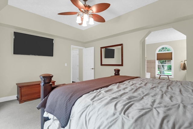 2494 Cape Rd, Johns Island, SC 29455 - carpeted bedroom with a ceiling fan and arched walkways