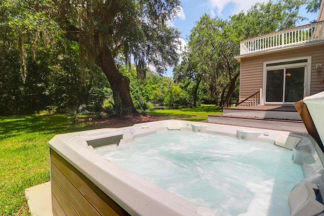 2494 Cape Rd, Johns Island, SC 29455 - view of pool featuring a hot tub, a lawn, and view of scattered trees