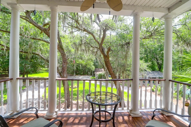 2494 Cape Rd, Johns Island, SC 29455 - wooden terrace with a ceiling fan