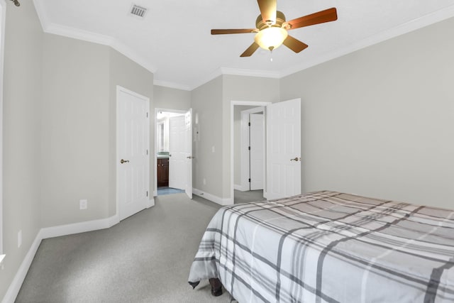 2494 Cape Rd, Johns Island, SC 29455 - bedroom with carpet floors, ornamental molding, and ceiling fan