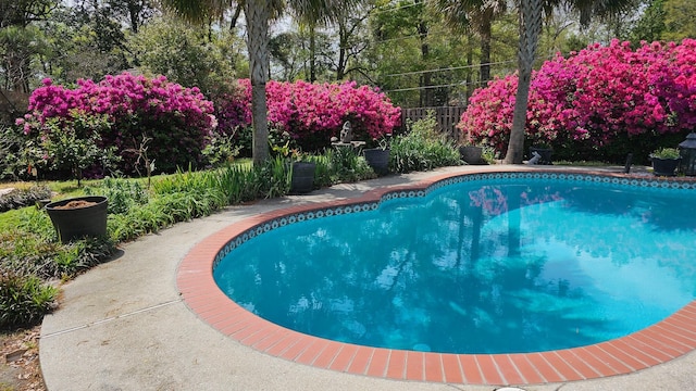 view of swimming pool with fence