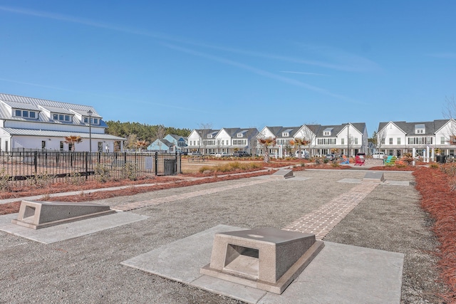 view of home's community with a residential view and fence