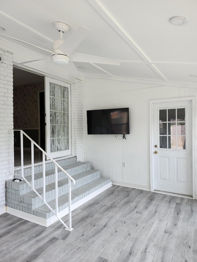 4029 Karen Dr, North Charleston, SC 29405 - doorway to property featuring a ceiling fan and a deck